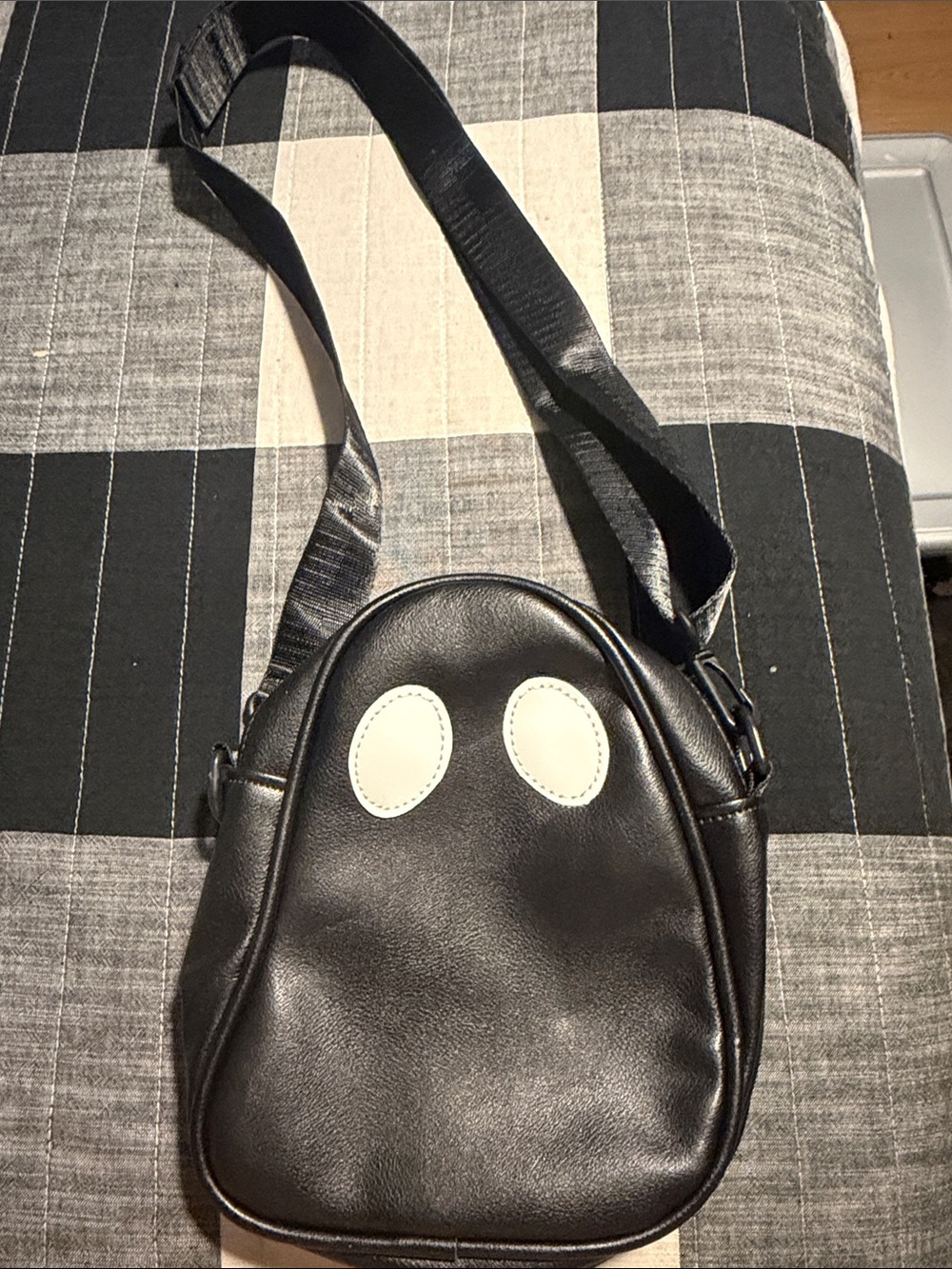 Ghost Black Crossbody Bag with White Accent